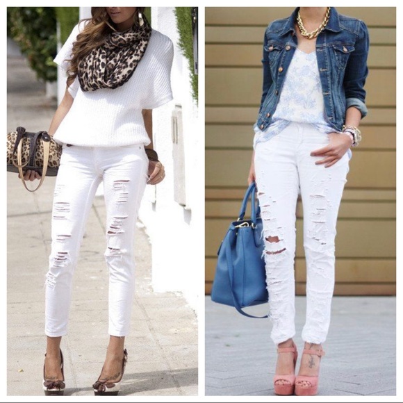 White Fabulous distressed skinny jeans - Picture 2 of 3